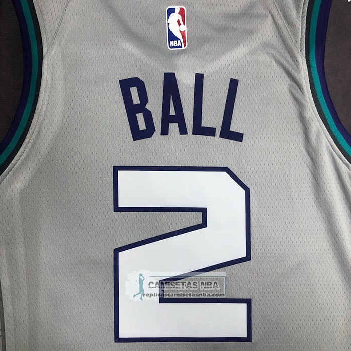 Camiseta Charlotte Hornets LaMelo Ball NO 2 Ciudad Edition Gris